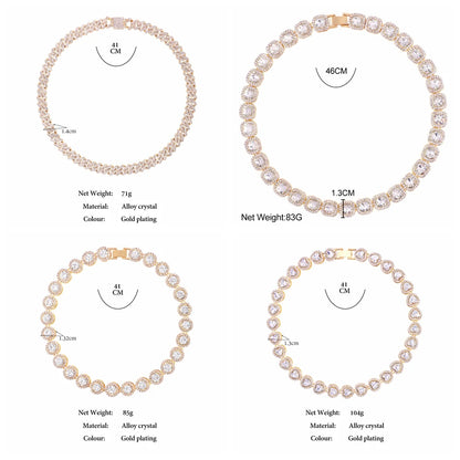 Men Women Luxury Prong Cuban Link Chain Necklace Bling Iced Out