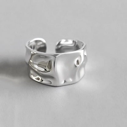 Stainless Steel Simple Smooth Metal Heart Rings For Women Men Y2K