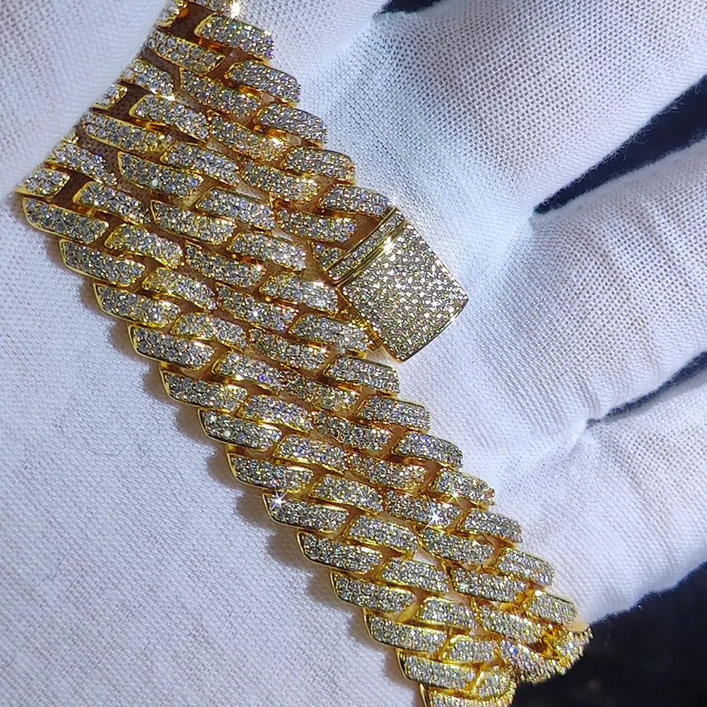 10mm CZ Stone cuban link chain Silver Gold Plated Iced Out Miami Cuban Chain Necklace for Men Women