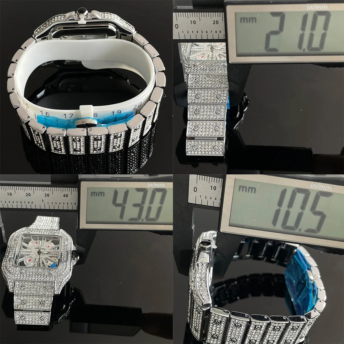 Top Luxury Gold Watch For Men Hip Hop Iced Diamond Square Quartz Wristwatches Fashion Hollow Waterproof Clocks Male Reloj 2025