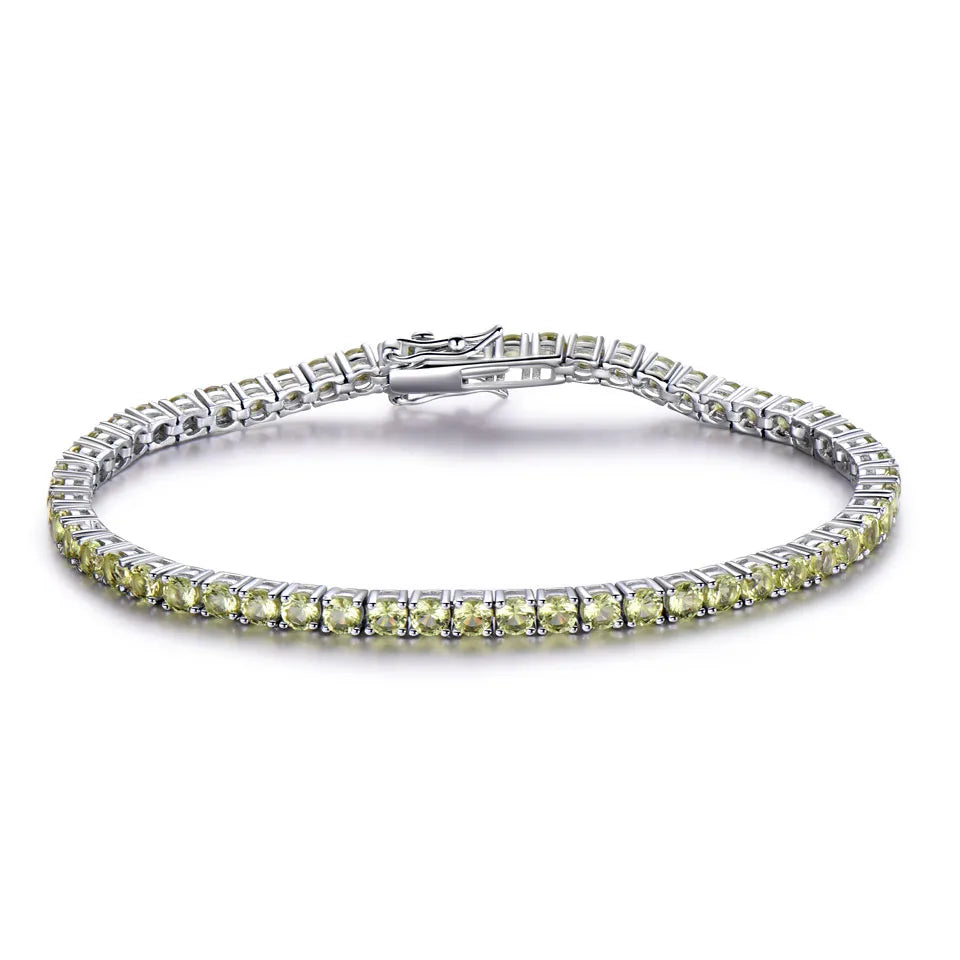925 Sterling Silver Peridot Tennis Bracelet for Women