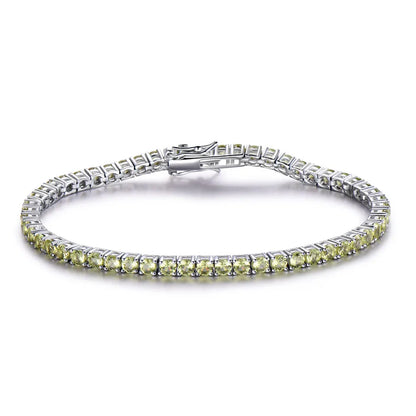 925 Sterling Silver Peridot Tennis Bracelet for Women