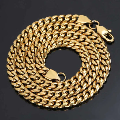 Hip Hop 4mm 6mm 8mm Gold Plated Jewelry Miami Stainless Steel Link Cuban Chain Necklace for Men Women
