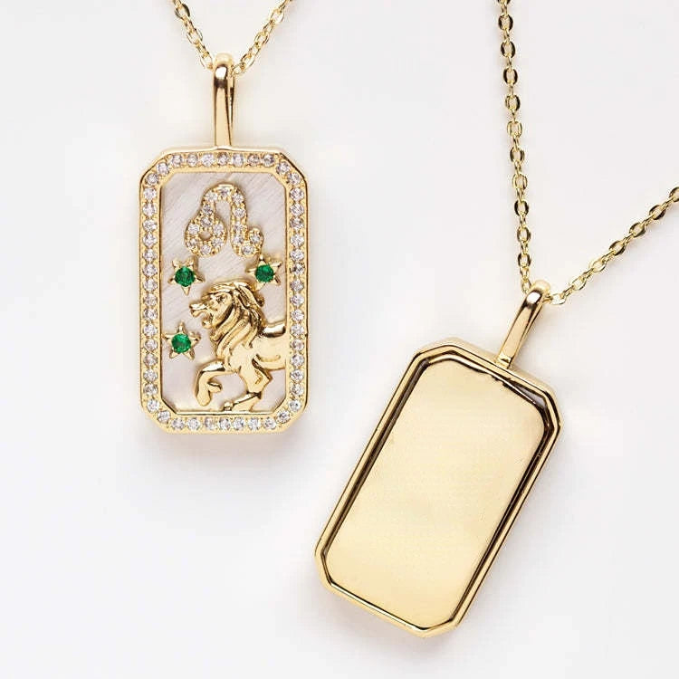 Delicate Zodiac Necklace for Women Gold Plated 12 Constellation Amulet Necklace Shell Crystal Pendant Stainless Steel Jewelry
