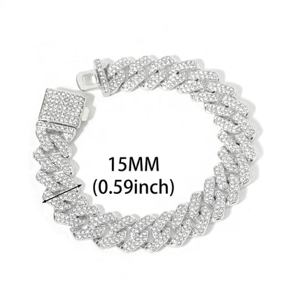 New Miami Iced Out Cuban Link Chain Bracelet For Men&Women Full