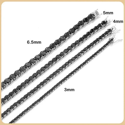 Mens Sterling Silver Bracelets -  Real 3/4/5/6.5MM Full Black Moissanite Tennis Bracelet for Women Men S925 Silver Link Bracelets Fine Jewelry