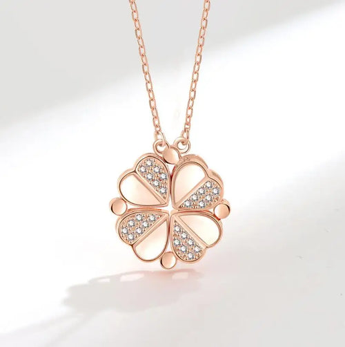 Creative Magnetic Folding Heart Shape Four-leaf Clover Pendant