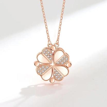 Creative Magnetic Folding Heart Shape Four-leaf Clover Pendant