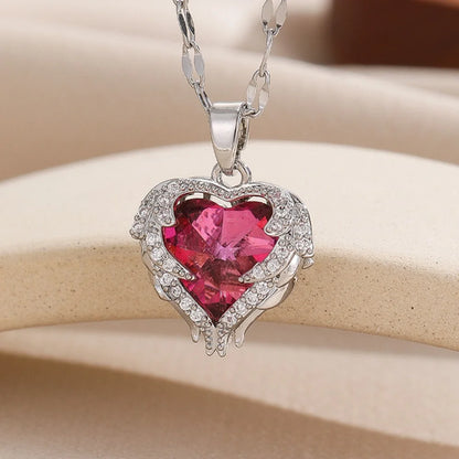1 Pcs Romantic Couple Glass Encrusted Bronze Zircon Ocean Heart