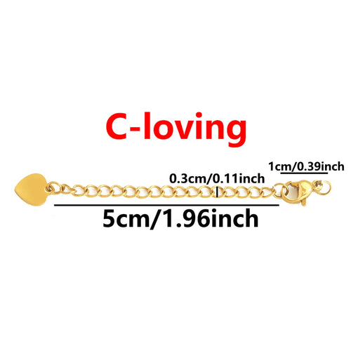 10 Pcs Stainless Steel End Chain with Lobster Clasp Skeletonized Heart