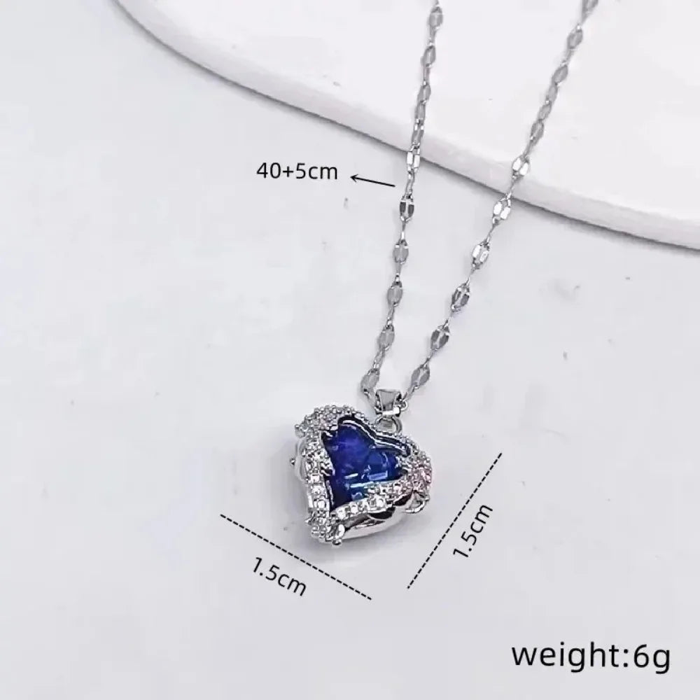1 Pcs Romantic Couple Glass Encrusted Bronze Zircon Ocean Heart