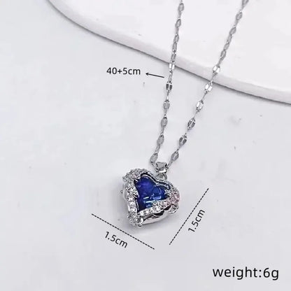 1 Pcs Romantic Couple Glass Encrusted Bronze Zircon Ocean Heart