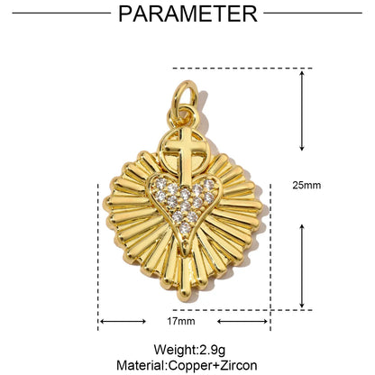 3pcs/Lot Coper Zircon Irregular Heart Necklace Pendant Women 18k Real Gold Color Love DIY Earring Charms Jewelry Findings