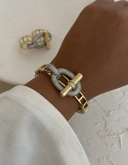 18K Gold and Platinum Plated Stainless Steel Bangle and Ring