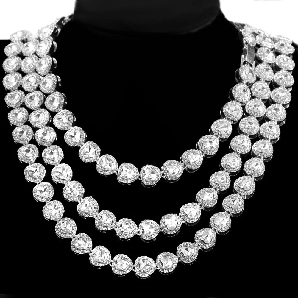 Men Women Luxury Prong Cuban Link Chain Necklace Bling Iced Out