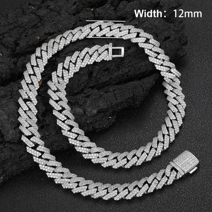 Drop Shipping Hip Hop Cuban Link Chain Necklace Silver/18k Gold Plated 10/12/14/15/20mm Iced Out Diamond CZ Gift for Him/Her