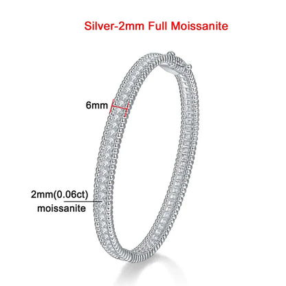 TBCYD 2MM D Color Full Moissanite Bangles For Women GRA Certified S925 Silver Sparkling Diamond Bracelets Luxury Jewelry Gifts