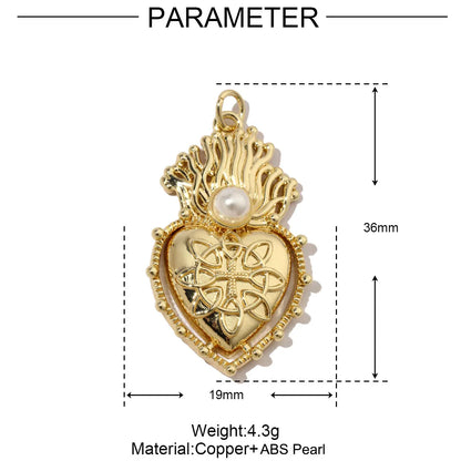 3pcs/Lot Coper Zircon Irregular Heart Necklace Pendant Women 18k Real Gold Color Love DIY Earring Charms Jewelry Findings