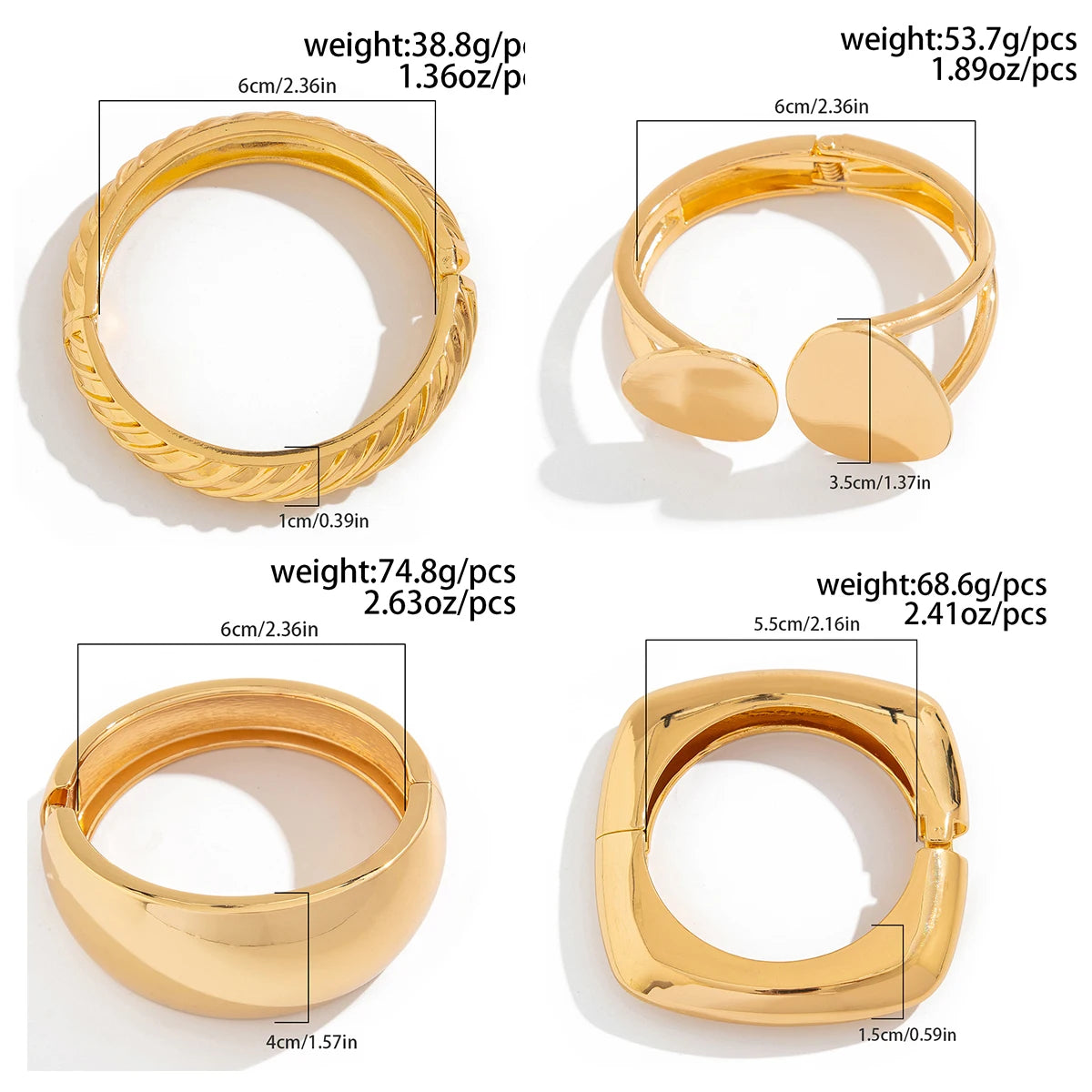 Ingemark Exaggerated Punk Smooth Heavy Metal Chunky Spring Bangles Women Hip Hop Gold Color Arm Bracelet Steampunk Men Jewelry