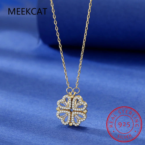 Creative Magnetic Folding Heart Shape Four-leaf Clover Pendant
