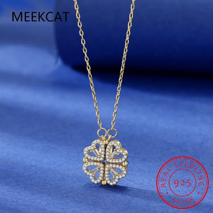 Creative Magnetic Folding Heart Shape Four-leaf Clover Pendant