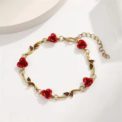 Vintage French Rose Flower Bracelet Set for Women EuropeAn-American