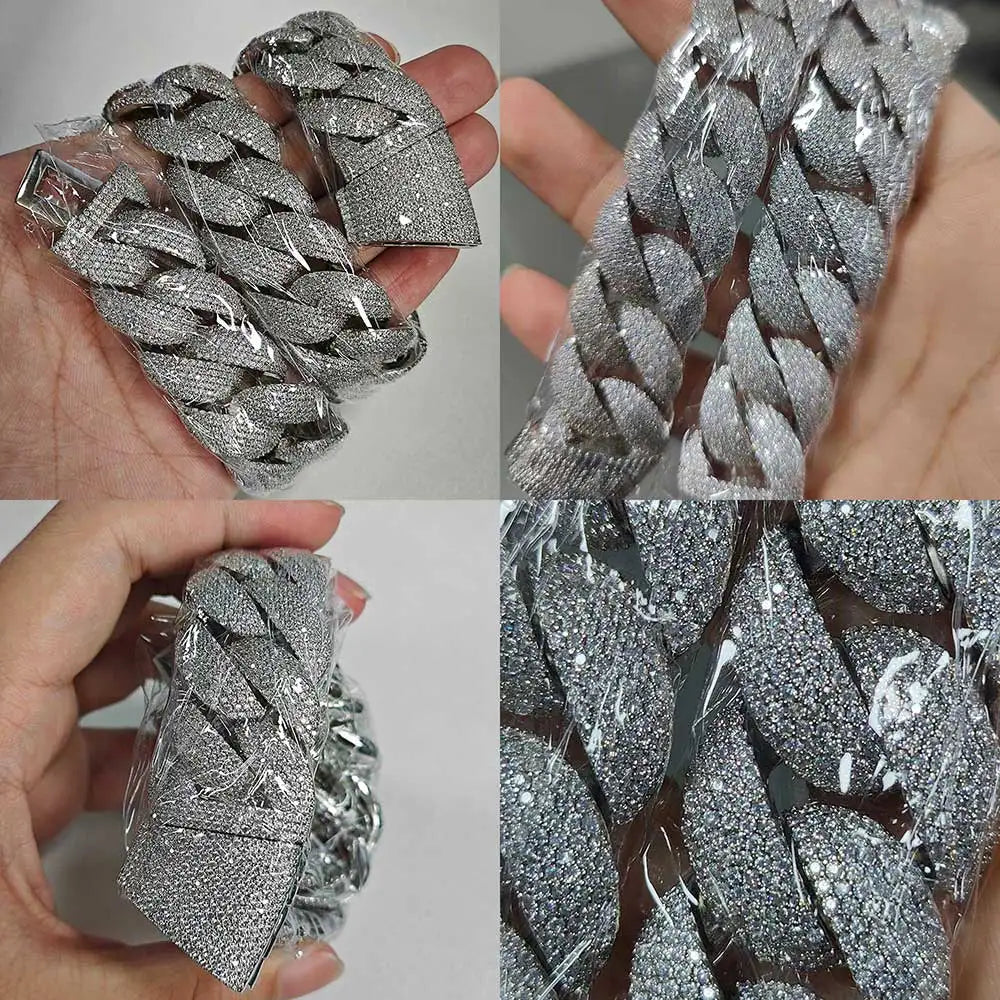 Hip Hop Full Iced Out Zircon 5-Row Stone Heavy And Thick Necklace 22mm Cuban Link Chain Personalized Men's Jewelry Drop Shipping