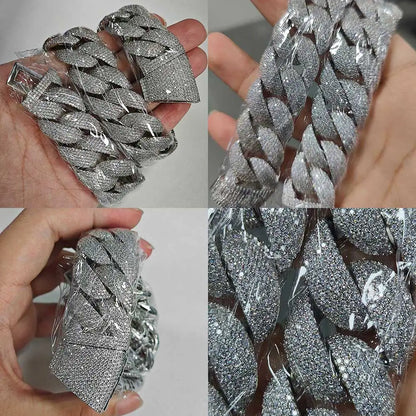 Hip Hop Full Iced Out Zircon 5-Row Stone Heavy And Thick Necklace 22mm Cuban Link Chain Personalized Men's Jewelry Drop Shipping