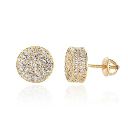925 Sterling Silver Square Screw Stud Earrings Pave CZ Iced Out Screw