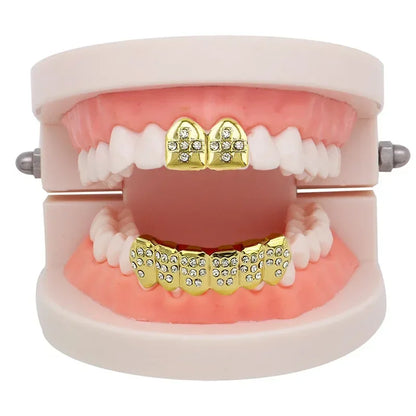Hip Hop Iced Bling Teeth Grillz Cross Cubic Zircon Micro Paved Charm Grills Unisex Top & Bottom Jewelry