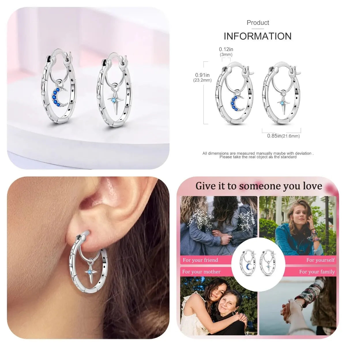 MULA 1PC Hoop Earrings Silver Plated Women Fashion Jewelry Gift For