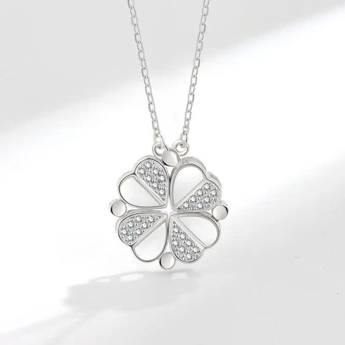 Creative Magnetic Folding Heart Shape Four-leaf Clover Pendant
