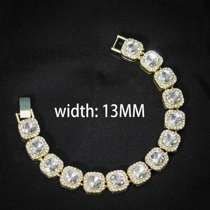 New Miami Iced Out Cuban Link Chain Bracelet For Men&Women Full