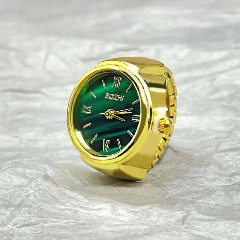 New Hot Selling Creative Alloy Shell Finger Round Green Dial Couple
