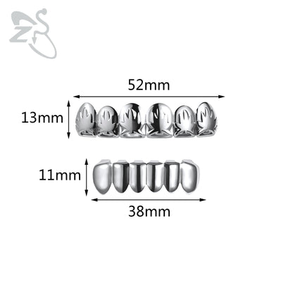 ZS 1 Set Hip Hop 18K Gold Plated Grillz Men Teeth Shiny CZ Crystal Cross Gap Grillz Colorful Zircon Top&Bottom Tooth Jewelry