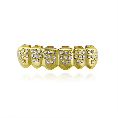 Hip Hop Iced Bling Teeth Grillz Cross Cubic Zircon Micro Paved Charm Grills Unisex Top & Bottom Jewelry