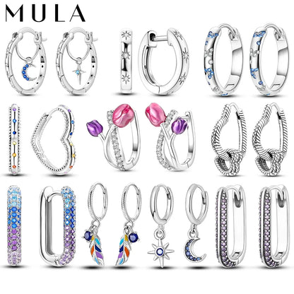 MULA 1PC Hoop Earrings Silver Plated Women Fashion Jewelry Gift For