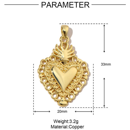 3pcs/Lot Coper Zircon Irregular Heart Necklace Pendant Women 18k Real Gold Color Love DIY Earring Charms Jewelry Findings