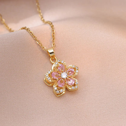 BloomSpin™ Zircon Flower Necklace 🌸💎 Elegance in Motion