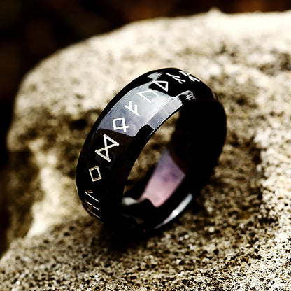 Stainless Steel Runic Viking Ring - Nordic Design for Men and Women Amulet