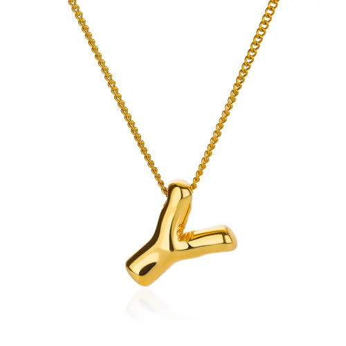 Stainless Steel Collares Chunky Alphabet Balloon 3D Letter Initials