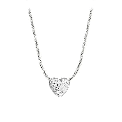 New 925 Sterling Silver Girls Hammer pattern Love Necklace Simple