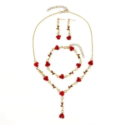 Vintage French Rose Flower Bracelet Set for Women EuropeAn-American