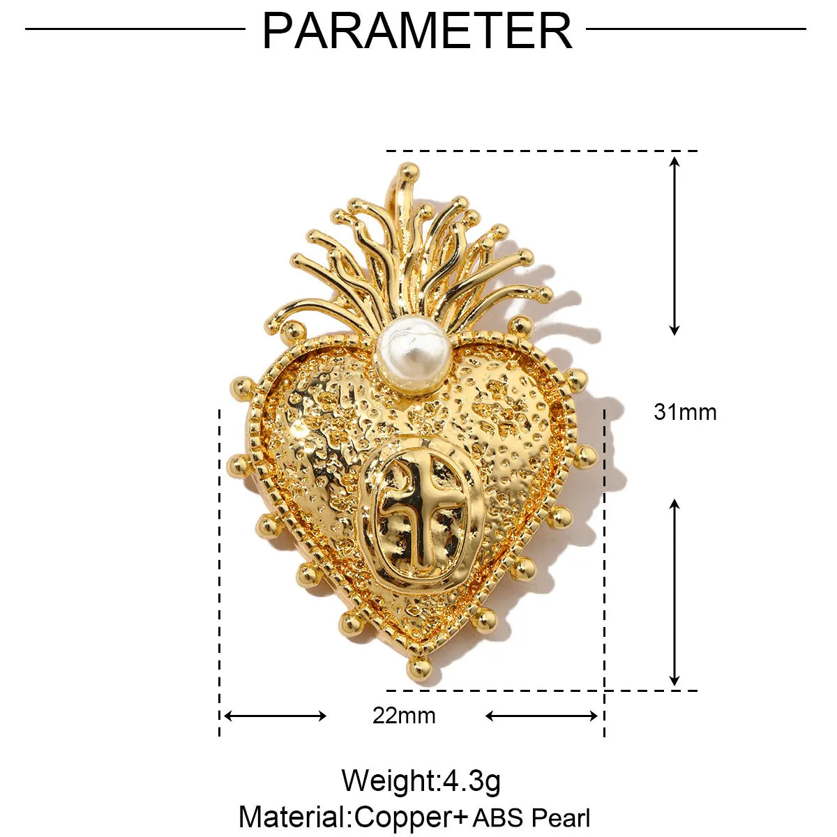 3pcs/Lot Coper Zircon Irregular Heart Necklace Pendant Women 18k Real Gold Color Love DIY Earring Charms Jewelry Findings