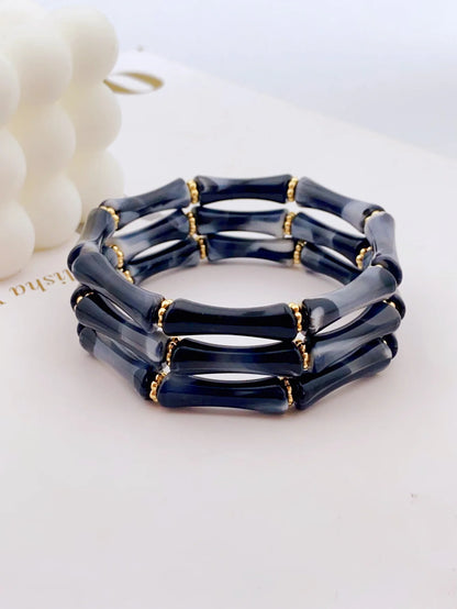 3pcs Acrylic Beaded Elastic Bracelet with Colorful Bamboos for Women's Daily Wear bracelet for women