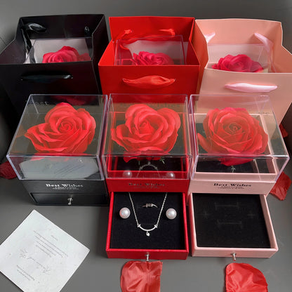 2025 Valentine Gift Box Sparkling Heart Love Necklace with Luxurious