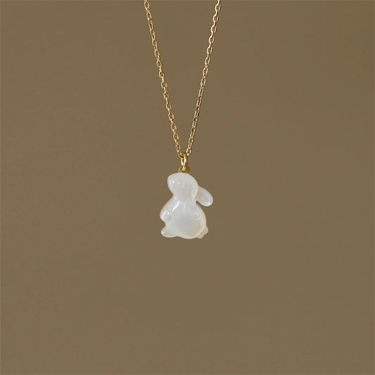 Simple Moon Watching Rabbit~Shell Rabbit Fresh and Artistic Necklace