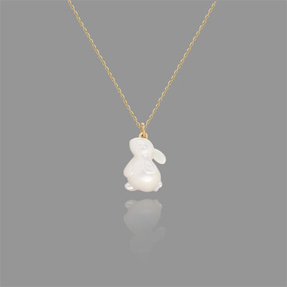 Simple Moon Watching Rabbit~Shell Rabbit Fresh and Artistic Necklace