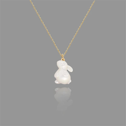 Simple Moon Watching Rabbit~Shell Rabbit Fresh and Artistic Necklace