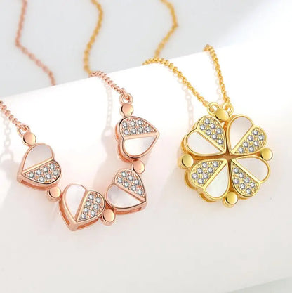 Creative Magnetic Folding Heart Shape Four-leaf Clover Pendant